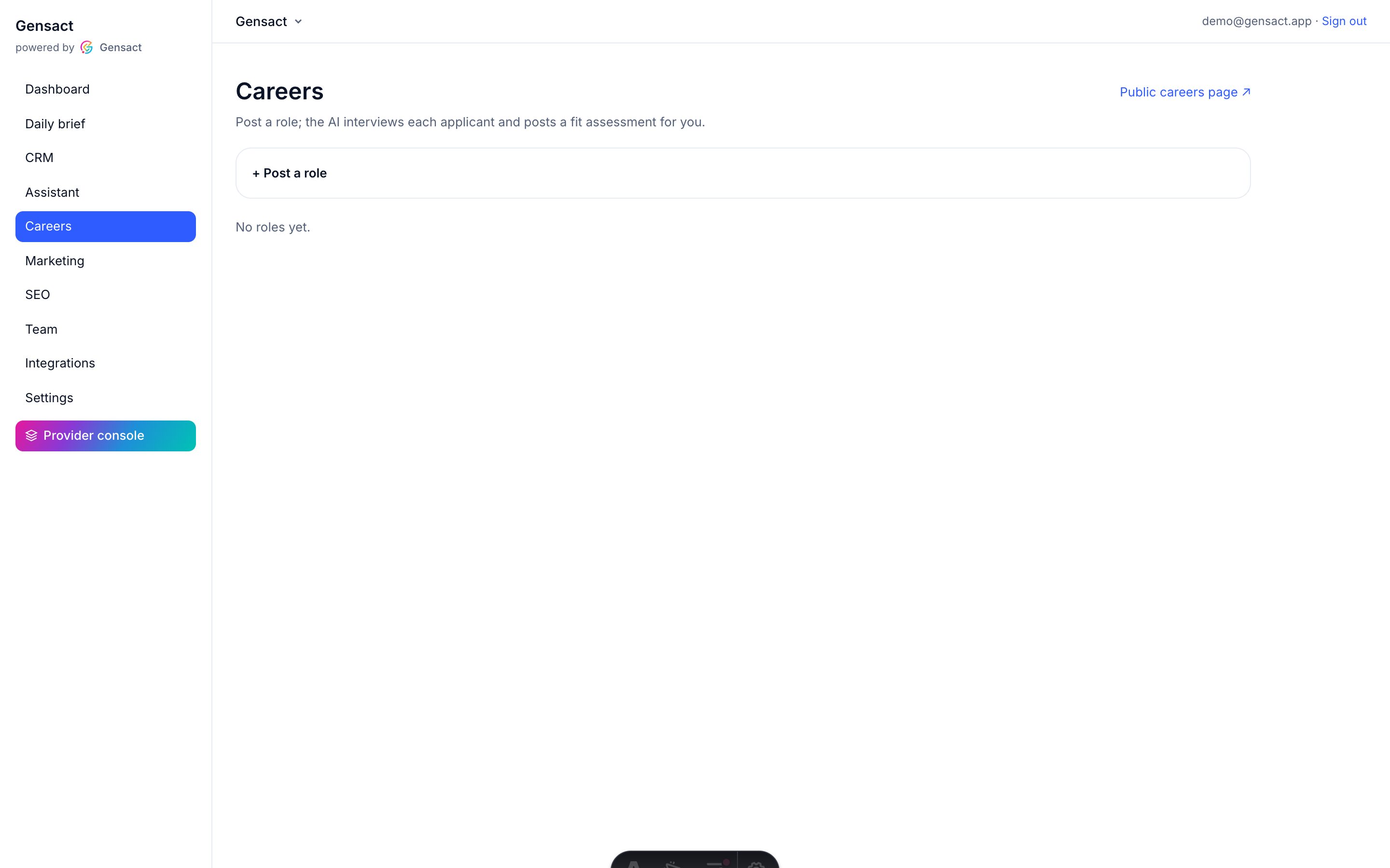 The Gensact Careers module